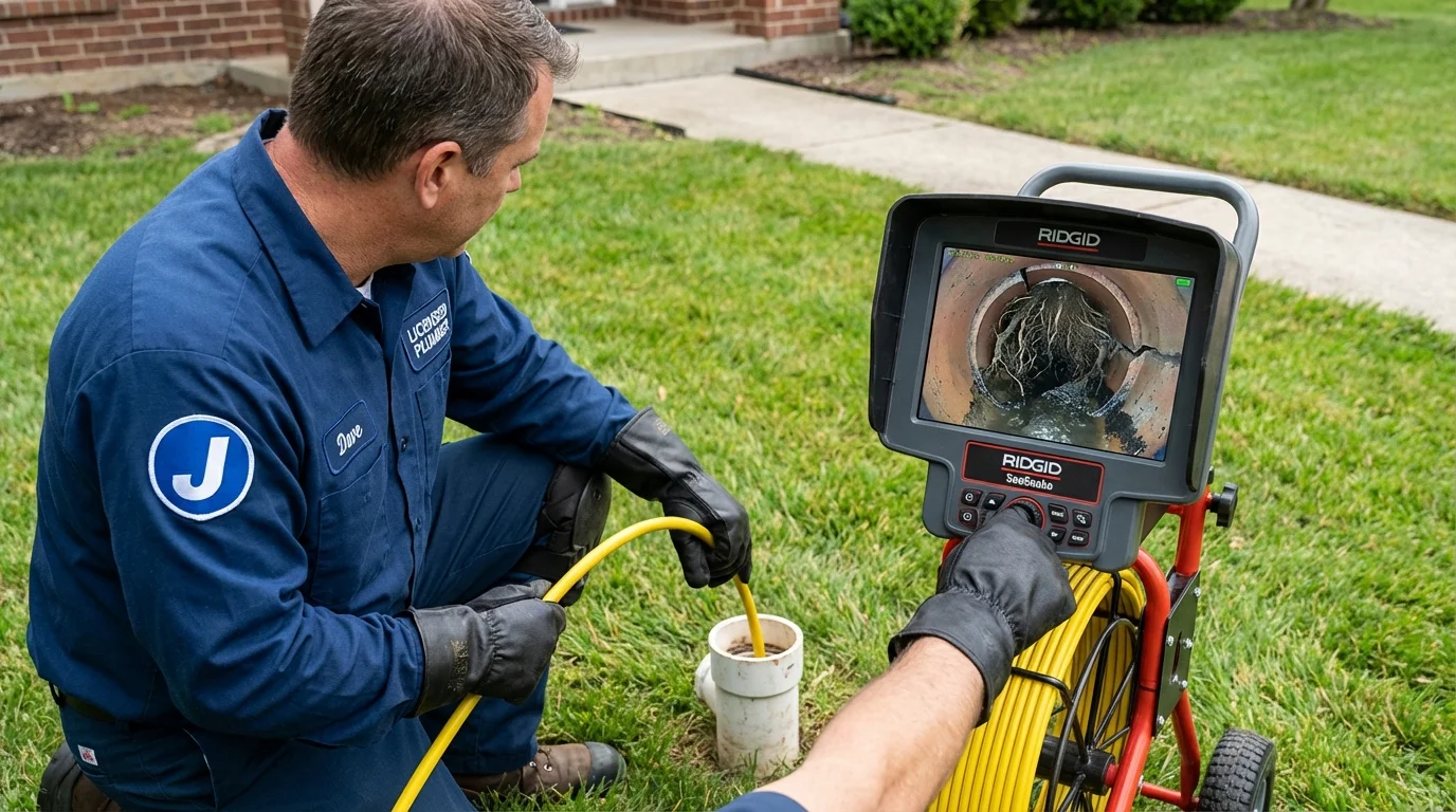 Sewer camera inspection being performed by Johns Plumbing LLC in Rockville